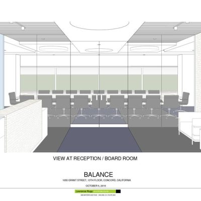 Modern, minimalist office reception with glass partitions and sleek furniture.